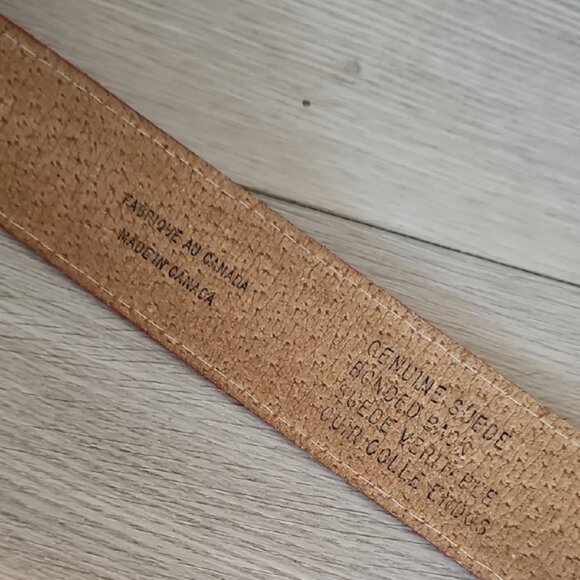 Genuine Red Suede Leather Double Tongue Belt - Picture 2 of 11